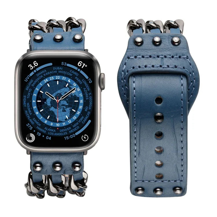 Bracelete de Relógio Masculino em Pele Genuína Para Apple Watch Series, 7 41mm / 6&SE&5&4 40mm / 3&2&1 38mm, 7 45mm / 6&SE&5&4 44mm / 3&2&1 42mm