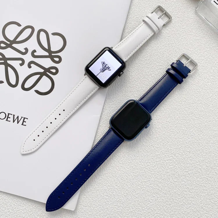 Pulseira de Relógio em Pele Brilhante para Apple Watch Series, 7 41mm / 6&SE&5&4 40mm / 3&2&1 38mm, 7 45mm / 6&SE&5&4 44mm / 3&2&1 42mm