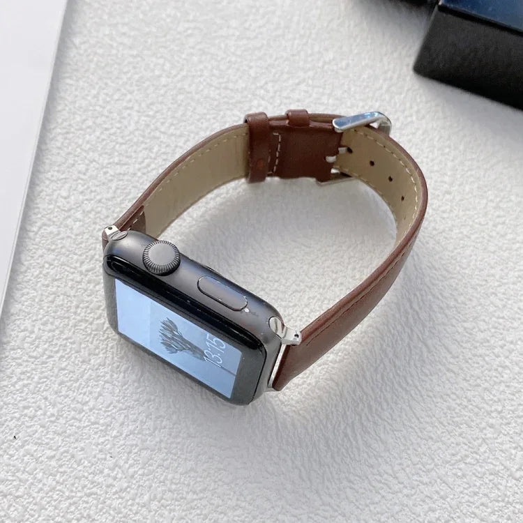 Pulseira de Relógio em Pele Brilhante para Apple Watch Series, 7 41mm / 6&SE&5&4 40mm / 3&2&1 38mm, 7 45mm / 6&SE&5&4 44mm / 3&2&1 42mm
