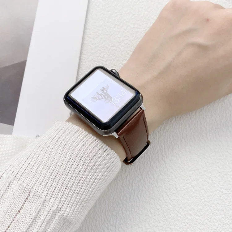 Pulseira de Relógio em Pele Brilhante para Apple Watch Series, 7 41mm / 6&SE&5&4 40mm / 3&2&1 38mm, 7 45mm / 6&SE&5&4 44mm / 3&2&1 42mm