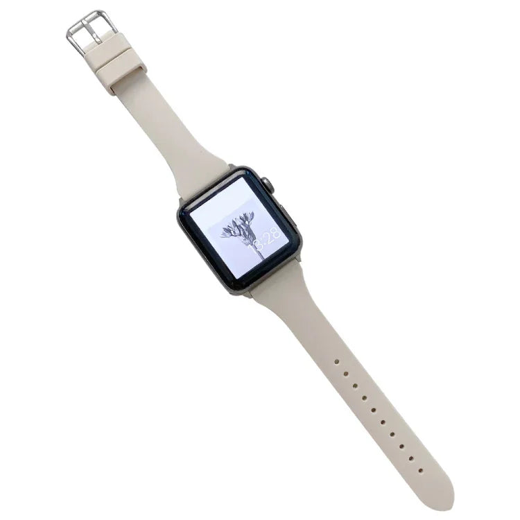Small Waist Silicone Watchband For Apple Watch Series, 7 41mm / 6&SE&5&4 40mm / 3&2&1 38mm, 7 45mm / 6&SE&5&4 44mm / 3&2&1 42mm