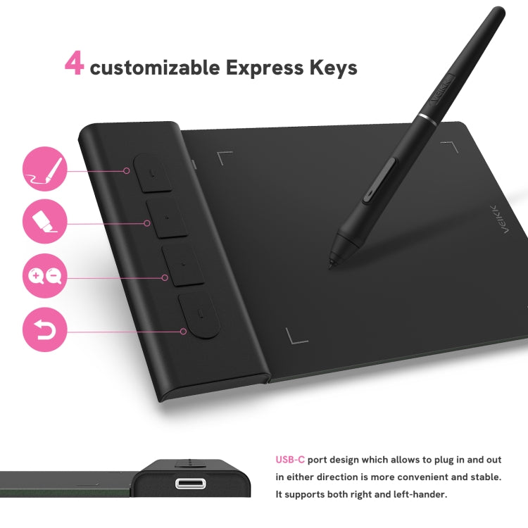 Mesa Digital de Desenho VEIKK VK430 4x3 polegadas com 8192 Níveis de Sensibilidade à Pressão