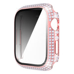 Capa de relógio em PC com diamante + vidro temperado para Apple Watch Series 7 41mm, 7 45mm