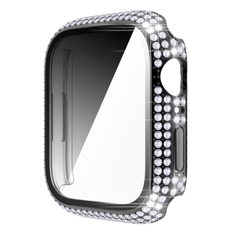 Capa de relógio em PC com diamante + vidro temperado para Apple Watch Series 7 41mm, 7 45mm