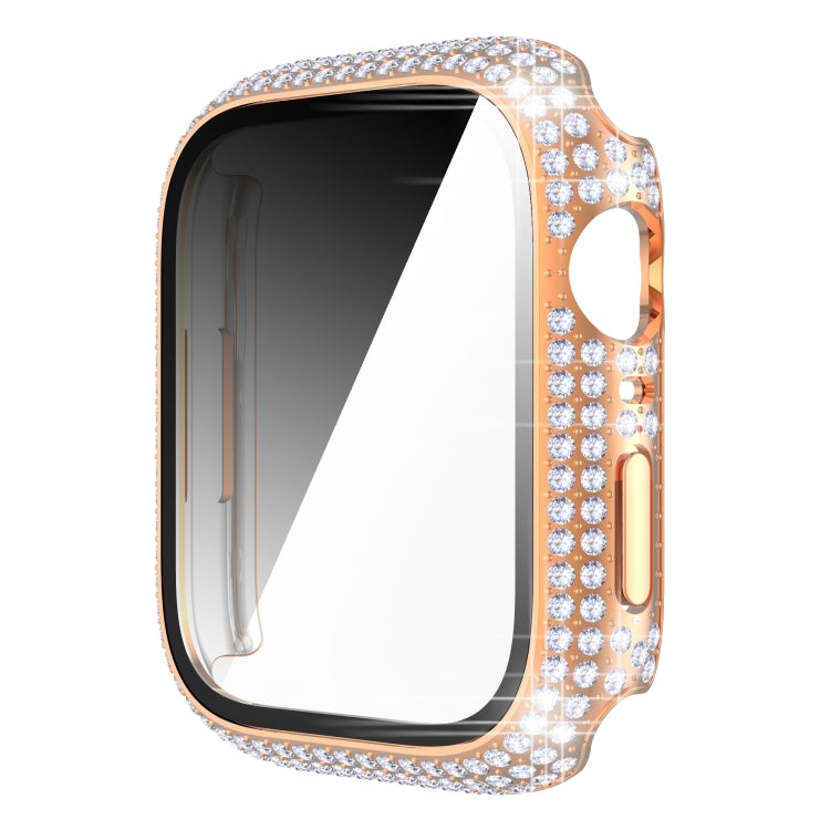 Capa de relógio em PC com diamante + vidro temperado para Apple Watch Series 7 41mm, 7 45mm