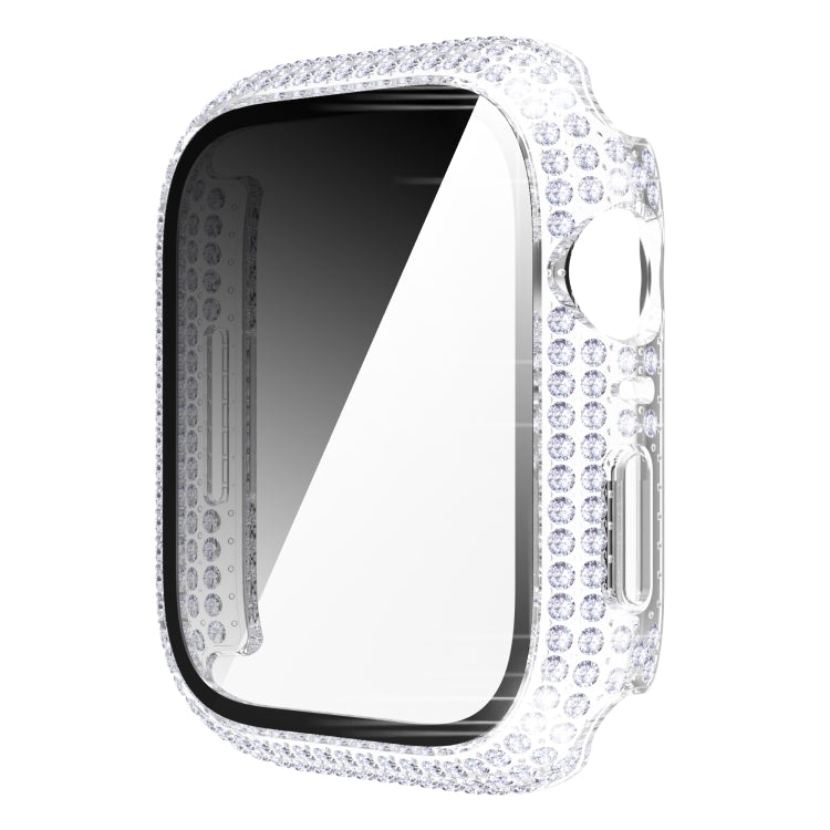 Capa de relógio em PC com diamante + vidro temperado para Apple Watch Series 7 41mm, 7 45mm