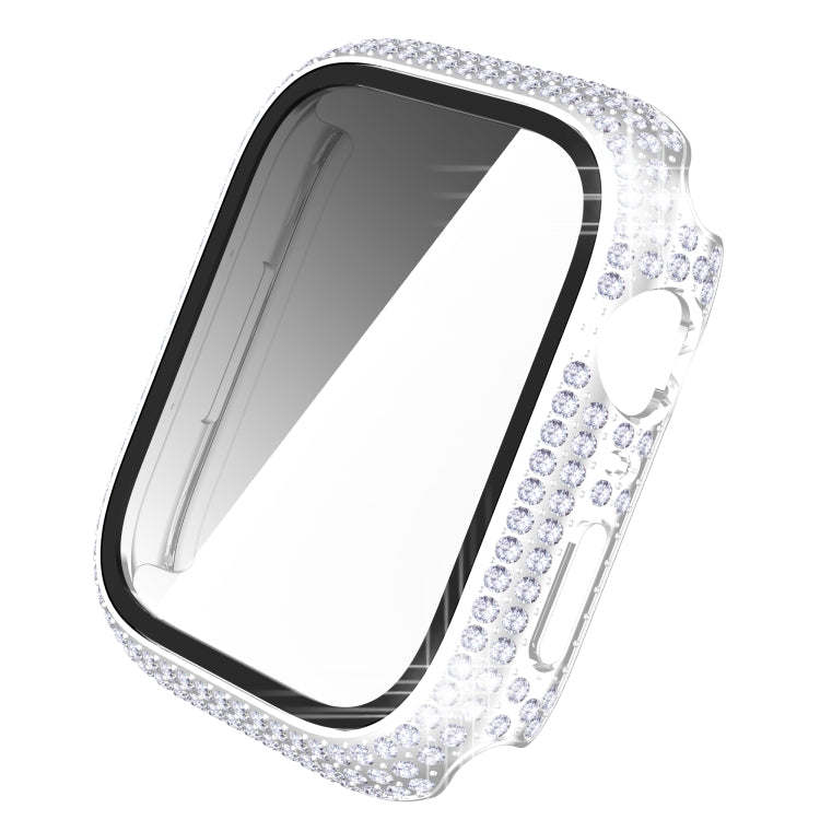 Capa de relógio em PC com diamante + vidro temperado para Apple Watch Series 7 41mm, 7 45mm