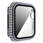 Capa de relógio em PC com diamante + vidro temperado para Apple Watch Series 6&SE&5&4 40mm, 6&SE&5&4 44mm