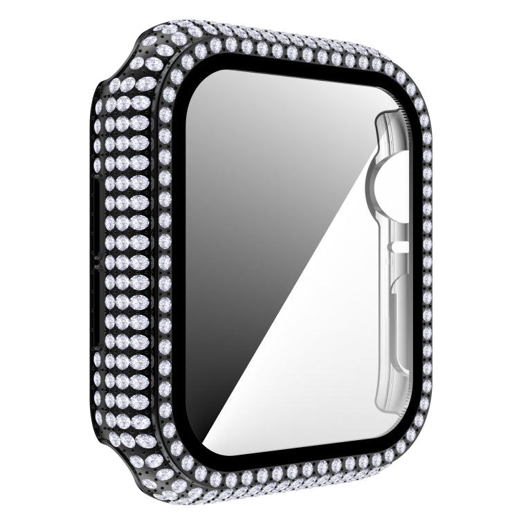 Capa de relógio em PC com diamante + vidro temperado para Apple Watch Series 6&SE&5&4 40mm, 6&SE&5&4 44mm