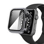 Capa de relógio em PC com diamante + vidro temperado para Apple Watch Series 6&SE&5&4 40mm, 6&SE&5&4 44mm