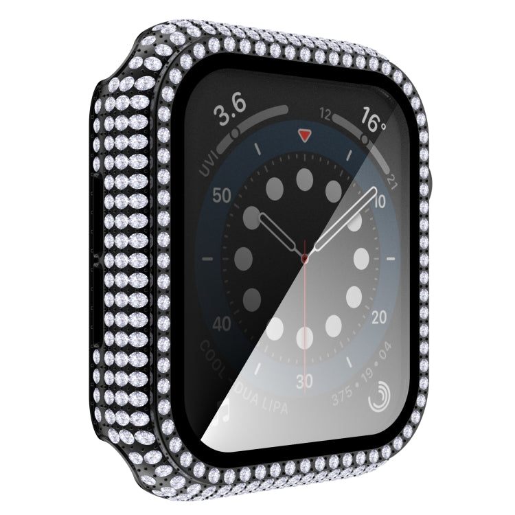 Capa de relógio em PC com diamante + vidro temperado para Apple Watch Series 6&SE&5&4 40mm, 6&SE&5&4 44mm
