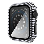 Capa de relógio em PC com diamante + vidro temperado para Apple Watch Series 6&SE&5&4 40mm, 6&SE&5&4 44mm