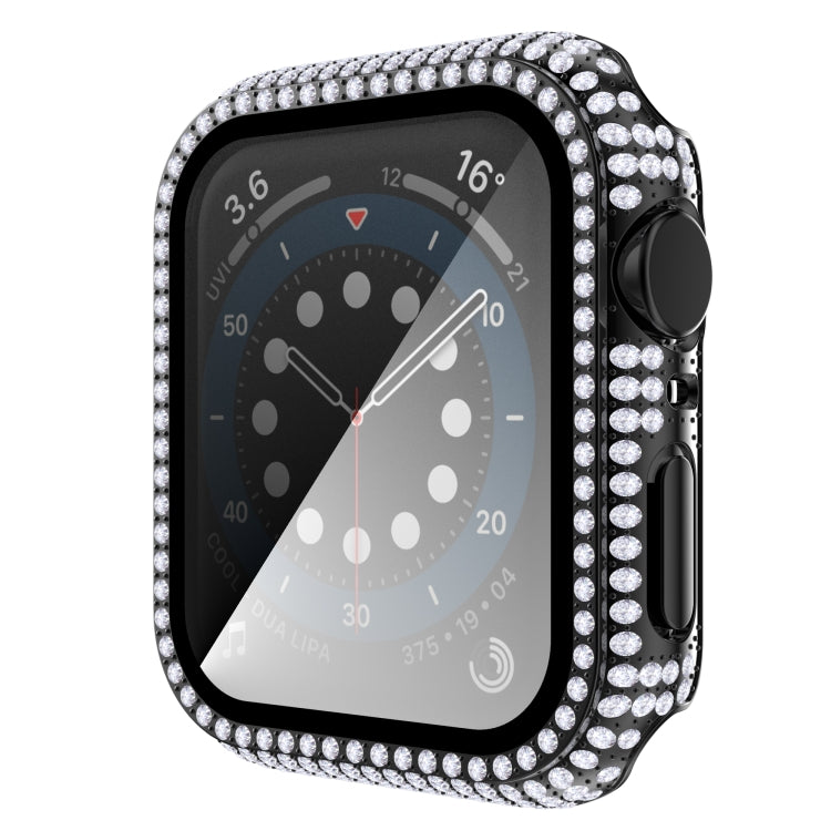 Capa de relógio em PC com diamante + vidro temperado para Apple Watch Series 6&SE&5&4 40mm, 6&SE&5&4 44mm
