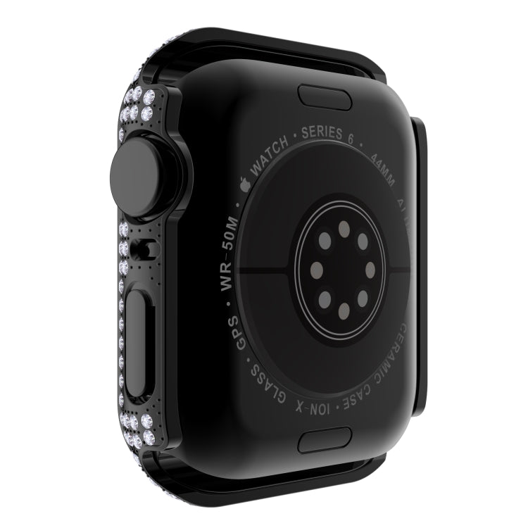 Capa de relógio em PC com diamante + vidro temperado para Apple Watch Series 6&SE&5&4 40mm, 6&SE&5&4 44mm
