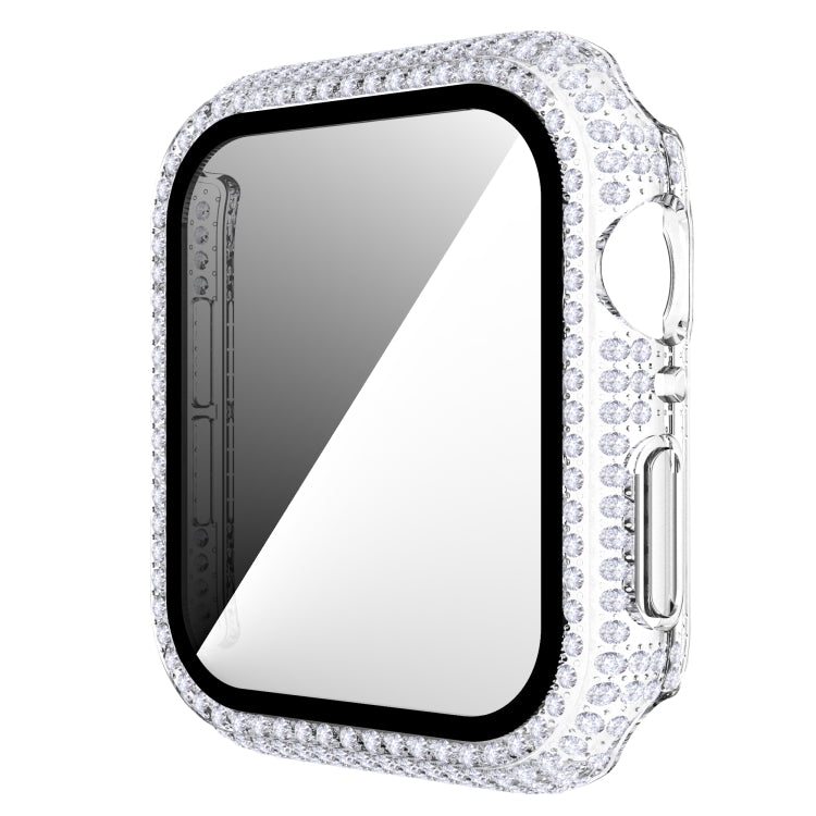 Capa de relógio em PC com diamante + vidro temperado para Apple Watch Series 6&SE&5&4 40mm, 6&SE&5&4 44mm