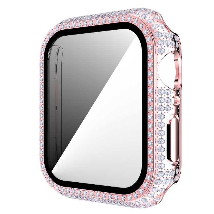 Capa de relógio em PC com diamante + vidro temperado para Apple Watch Series 6&SE&5&4 40mm, 6&SE&5&4 44mm