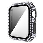 Capa de relógio em PC com diamante + vidro temperado para Apple Watch Series 6&SE&5&4 40mm, 6&SE&5&4 44mm