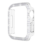 Caixa de Relógio PC com Diamantes de Dupla Fileira para Apple Watch Series, 7 41mm, 7 45mm