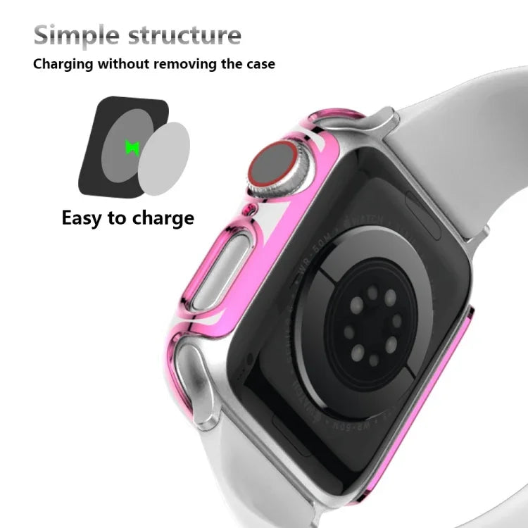 Capa de relógio bicolor em PC com eletroplating para Apple Watch Series 6&SE&5&4 40mm, 6&SE&5&4 44mm