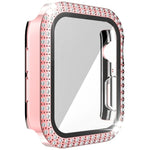Capa de relógio de dupla fila em PC com diamante + vidro temperado para Apple Watch Series 6&SE&5&4 40mm, 6&SE&5&4 44mm, 6&SE&5&4 40mm / 3&2&1 38mm