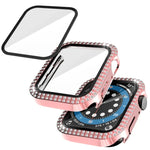 Capa de relógio de dupla fila em PC com diamante + vidro temperado para Apple Watch Series 6&SE&5&4 40mm, 6&SE&5&4 44mm, 6&SE&5&4 40mm / 3&2&1 38mm