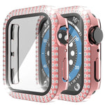 Capa de relógio de dupla fila em PC com diamante + vidro temperado para Apple Watch Series 6&SE&5&4 40mm, 6&SE&5&4 44mm, 6&SE&5&4 40mm / 3&2&1 38mm