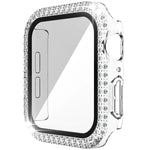 Capa de relógio de dupla fila em PC com diamante + vidro temperado para Apple Watch Series 6&SE&5&4 40mm, 6&SE&5&4 44mm, 6&SE&5&4 40mm / 3&2&1 38mm
