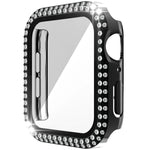 Capa de relógio de dupla fila em PC com diamante + vidro temperado para Apple Watch Series 6&SE&5&4 40mm, 6&SE&5&4 44mm, 6&SE&5&4 40mm / 3&2&1 38mm