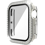 Capa de relógio de dupla fila em PC com diamante + vidro temperado para Apple Watch Series 6&SE&5&4 40mm, 6&SE&5&4 44mm, 6&SE&5&4 40mm / 3&2&1 38mm