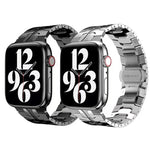 Pulseira de Relógio em Metal com Fivela Borboleta para Apple Watch Series, 7 41mm / 6&SE&5&4 40mm / 3&2&1 38mm, 7 45mm / 6&SE&5&4 44mm / 3&2&1 42mm