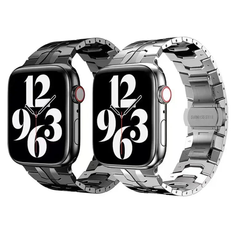 Pulseira de Relógio em Metal com Fivela Borboleta para Apple Watch Series, 7 41mm / 6&SE&5&4 40mm / 3&2&1 38mm, 7 45mm / 6&SE&5&4 44mm / 3&2&1 42mm