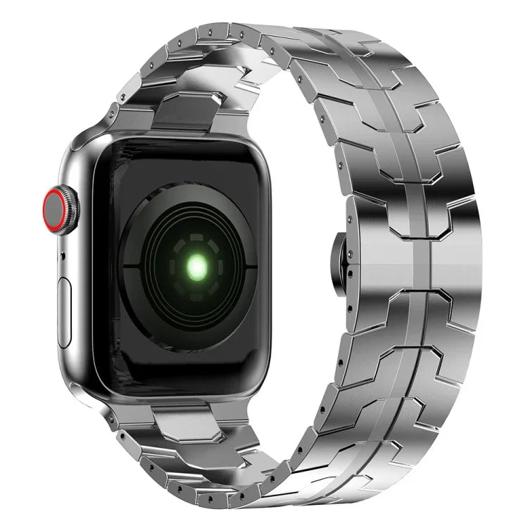 Pulseira de Relógio em Metal com Fivela Borboleta para Apple Watch Series, 7 41mm / 6&SE&5&4 40mm / 3&2&1 38mm, 7 45mm / 6&SE&5&4 44mm / 3&2&1 42mm