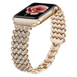 Pulseira de Relógio em Metal com Diamante em Forma de Coração para Apple Watch Series, 7 41mm / 6&SE&5&4 40mm / 3&2&1 38mm, 7 45mm / 6&SE&5&4 44mm / 3&2&1 42mm