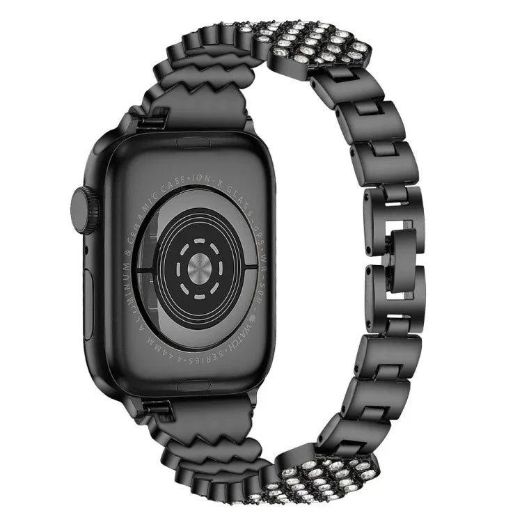 Pulseira de Relógio em Metal com Diamante em Forma de Coração para Apple Watch Series, 7 41mm / 6&SE&5&4 40mm / 3&2&1 38mm, 7 45mm / 6&SE&5&4 44mm / 3&2&1 42mm