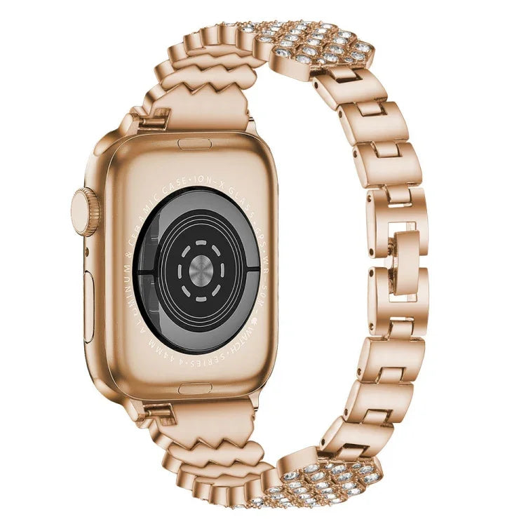 Pulseira de Relógio em Metal com Diamante em Forma de Coração para Apple Watch Series, 7 41mm / 6&SE&5&4 40mm / 3&2&1 38mm, 7 45mm / 6&SE&5&4 44mm / 3&2&1 42mm