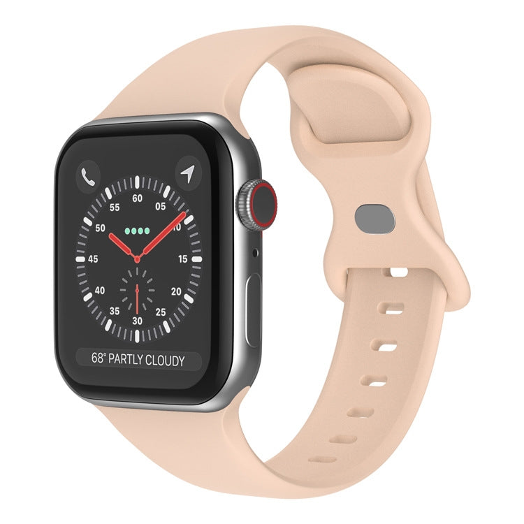 Correia de Relógio em Silicone com Fivela Borboleta, Tamanho: L Para Apple Watch Series, 7 41mm / 6&SE&5&4 40mm / 3&2&1 38mm