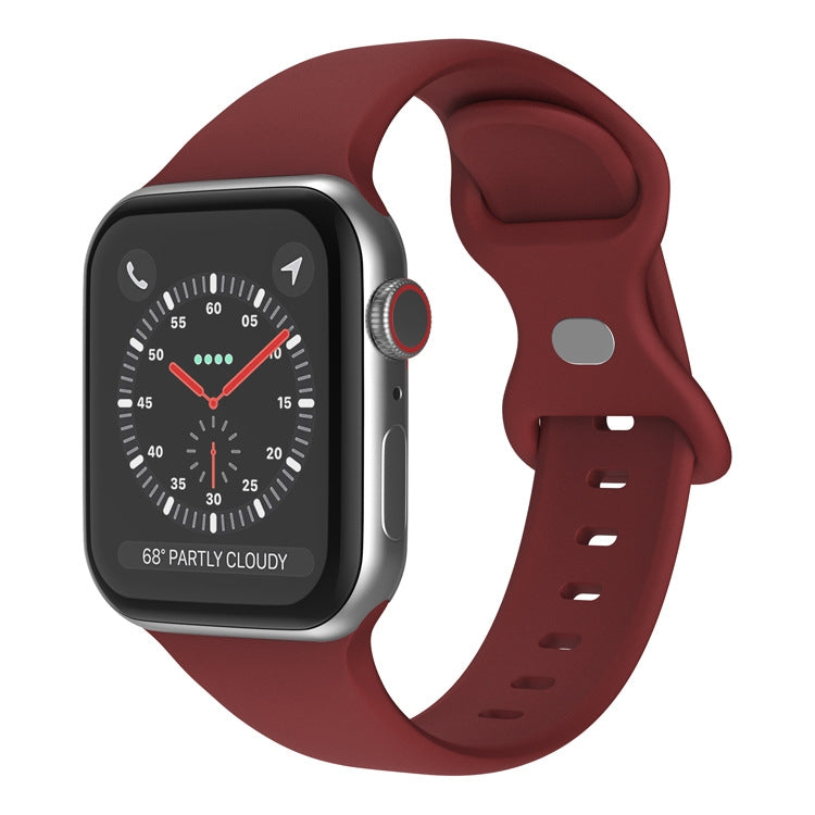 Correia de Relógio em Silicone com Fivela Borboleta, Tamanho: L Para Apple Watch Series, 7 41mm / 6&SE&5&4 40mm / 3&2&1 38mm