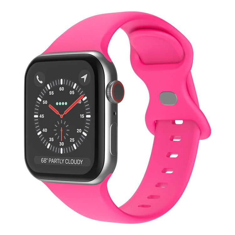Correia de Relógio em Silicone com Fivela Borboleta, Tamanho: L Para Apple Watch Series, 7 41mm / 6&SE&5&4 40mm / 3&2&1 38mm