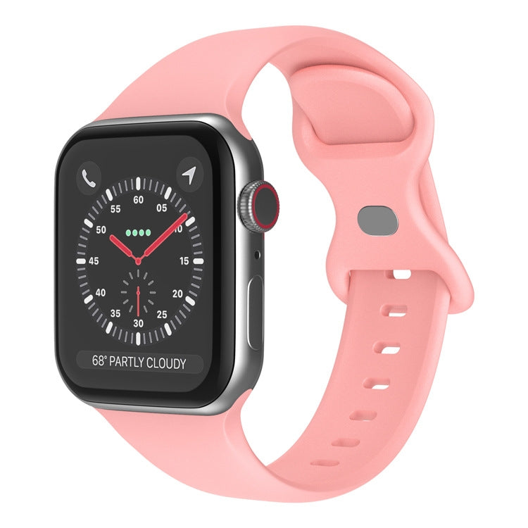 Correia de Relógio em Silicone com Fivela Borboleta, Tamanho: L Para Apple Watch Series, 7 41mm / 6&SE&5&4 40mm / 3&2&1 38mm