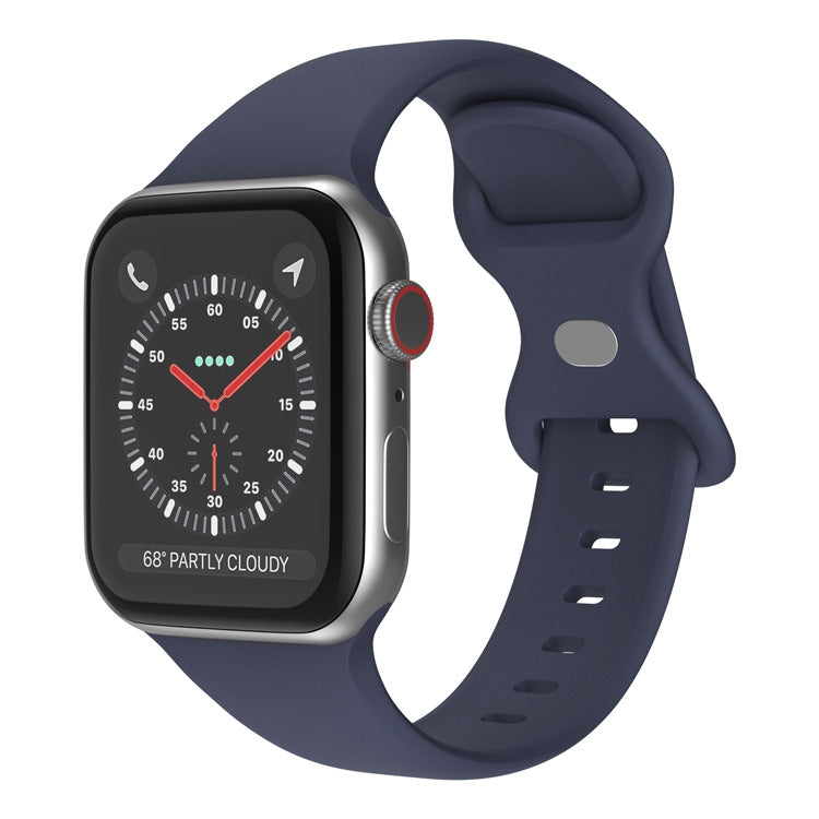 Correia de Relógio em Silicone com Fivela Borboleta, Tamanho: L Para Apple Watch Series, 7 41mm / 6&SE&5&4 40mm / 3&2&1 38mm