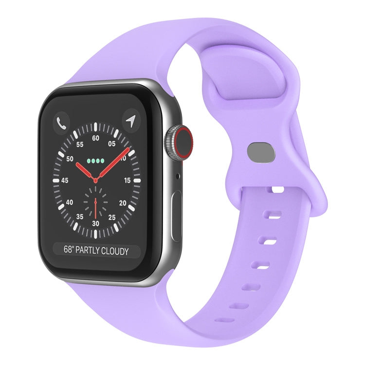 Correia de Relógio em Silicone com Fivela Borboleta, Tamanho: L Para Apple Watch Series, 7 41mm / 6&SE&5&4 40mm / 3&2&1 38mm