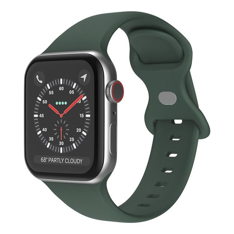 Correia de Relógio em Silicone com Fivela Borboleta, Tamanho: L Para Apple Watch Series, 7 41mm / 6&SE&5&4 40mm / 3&2&1 38mm