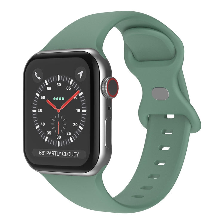 Correia de Relógio em Silicone com Fivela Borboleta, Tamanho: L Para Apple Watch Series, 7 41mm / 6&SE&5&4 40mm / 3&2&1 38mm
