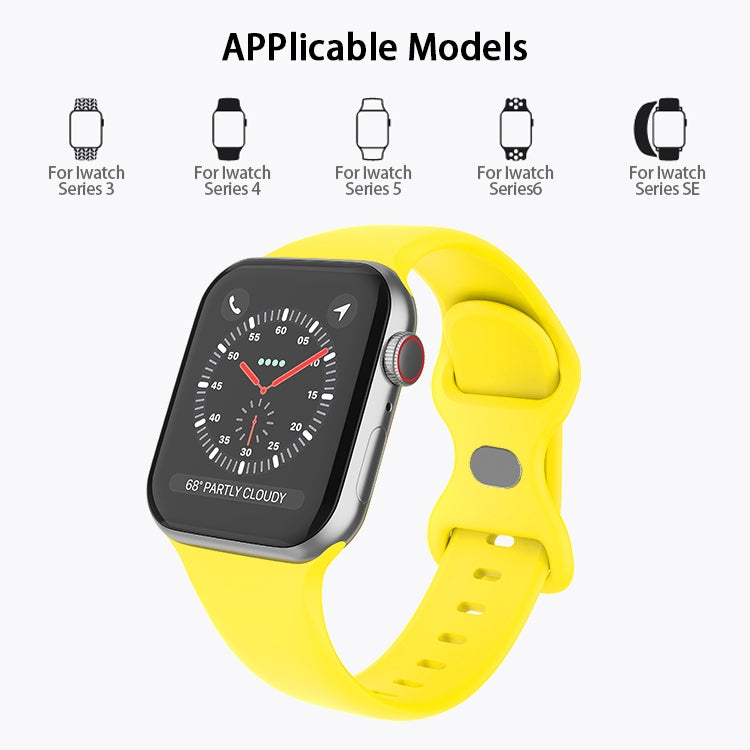 Correia de Relógio em Silicone com Fivela Borboleta, Tamanho: L Para Apple Watch Series, 7 41mm / 6&SE&5&4 40mm / 3&2&1 38mm