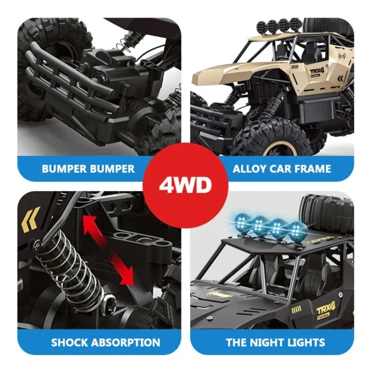 Carro RC 4WD com Seis Rodas de Liga Sobredimensionadas, (Preto), (Dourado)