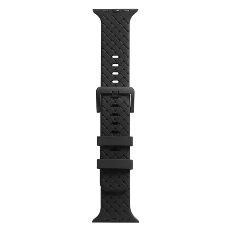 Pulseira de Relógio em Silicone com Textura Trançada para Apple Watch Series, 7 41mm / 6&SE&5&4 40mm / 3&2&1 38mm, 7 45mm / 6&SE&5&4 44mm / 3&2&1 42mm