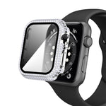 Caixa de Relógio em PC com Diamantes + Vidro Temperado Para Apple Watch Series, 3&2&1 38mm, 3&2&1 42mm