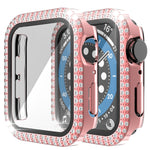 Double-Row Diamond PC+Tempered Glass Watch Case For Apple Watch Series, 3&2&1 38mm, 3&2&1 42mm