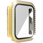 Caixa de Relógio em PC com Diamantes de Dupla Fileira + Vidro Temperado Para Apple Watch Series, 3&2&1 38mm, 3&2&1 42mm