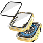 Caixa de Relógio em PC com Diamantes de Dupla Fileira + Vidro Temperado Para Apple Watch Series, 3&2&1 38mm, 3&2&1 42mm